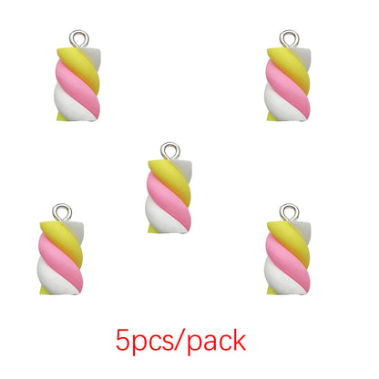 5/10 stücke Bunte Simulation Marshmallow Charms Harz Candy Anhänger für DIY Armbänder Halsketten Ohrringe Schmuck Machen Accessori