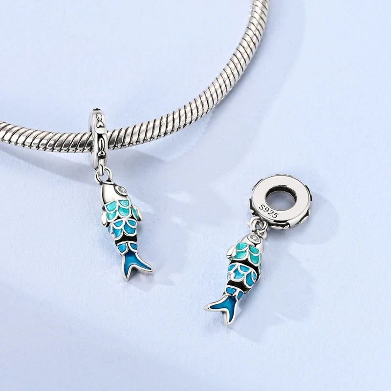 925 Silber Charms Original Design Blaue Augen Zirkon Katze Hund Perle Herz Charme DIY Fit Armband Für Frauen Hochzeit Schmuck Geschenk