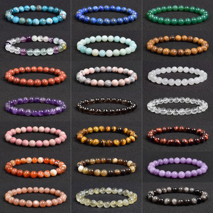 Genuine natural stone bracelet: Apatite, Lapis Lazuli, Agate, Crystal, Tiger's Eye. High-quality gemstone bead bracelet. Men's jewelry bangle.