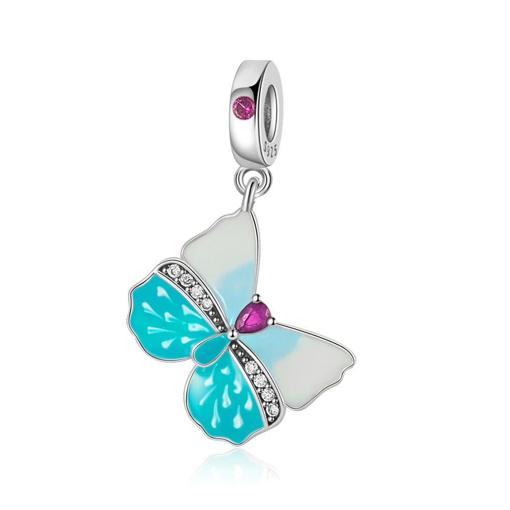 Blaue Serie 925 Sterling Silber Globus Schneeflocke Tanzschuhe Krone Charm Passend für DIY Armband Halskette Elegante Partygeschenke