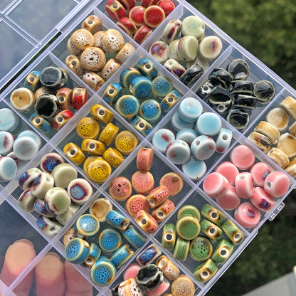 10 Stück mehrfarbige Keramik-flache runde Perlen zum Selbermachen, lose Perlen für Strandschmuck, Böhmen, Kunsthandwerk, Schmuckherstellung, Zubehör, 11 mm