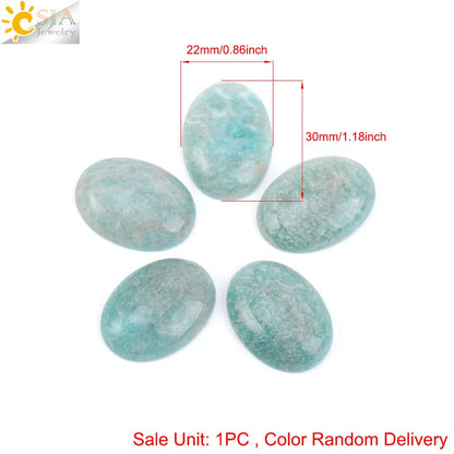 1pc Naturstein Perlen Amazonit Cabochon Oval Flache Lose Perlen für DIY Schmuck Machen Halskette Ring Anhänger Zufällige Farbe h755