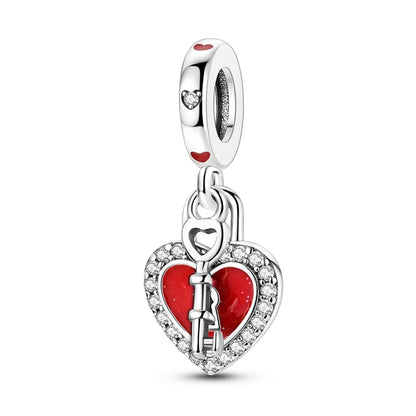 Heißer Verkauf 925er Sterlingsilber, rotes Herz und Pfeil, baumelnder Charm und blauer Murano-Glas-Delfine-Anhänger, passend für Armband, Modeschmuck