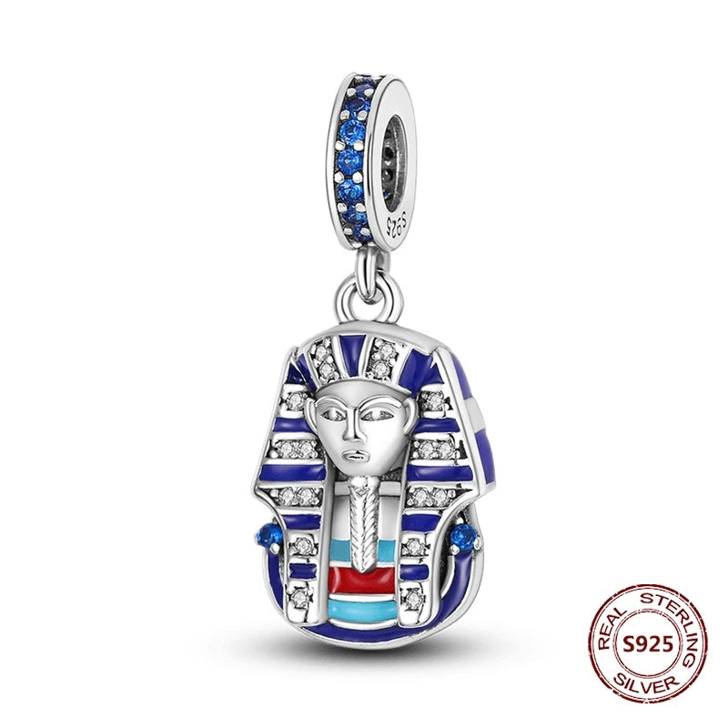 Teufelsaugen-Charm aus 925er Silber, Original-Hand der Fatima, blauer Zirkon, Kreuz, blaue Augen, passend für Armbänder, DIY-Herstellung von Schmuck, Geschenk