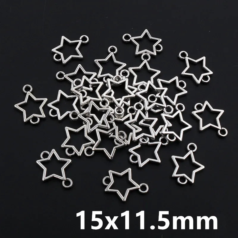 100 Stück kleine Stern-Charms-Anhänger, Antik-Silber, Legierung, Metall, DIY-Schmuckherstellung, Zubehör für Ohrringe, Armbänder, Halsketten