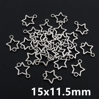 100 Stück kleine Stern-Charms-Anhänger, Antik-Silber, Legierung, Metall, DIY-Schmuckherstellung, Zubehör für Ohrringe, Armbänder, Halsketten