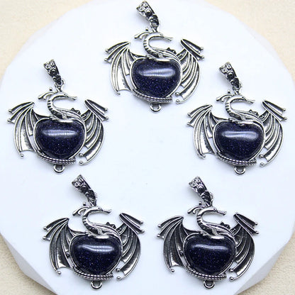 10 Stück bunte Drachen Naturstein Amethyst Quarz Kristall Herz Perle Anhänger für DIY Schmuck Halskette Anhänger Frauen Geschenke