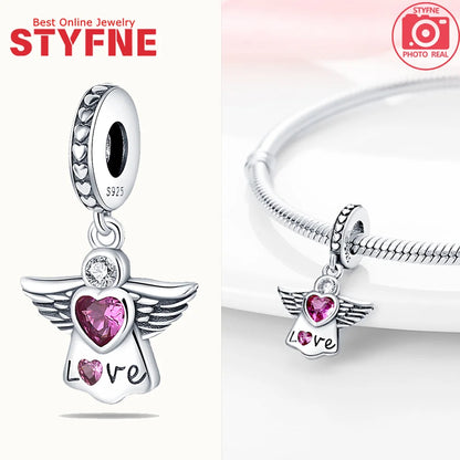 Neue Silber 925 Engel Skulptur Charms Herz Perlen Fit Original Armband für Frauen Schmuck Party Perlen DIY Edlen Schmuck Geschenke
