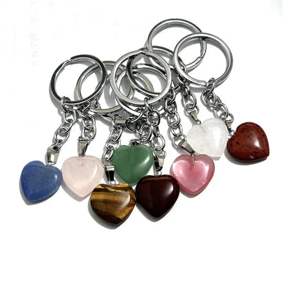 20 stücke Natürliche Stein Kristall Quarz Schlüsselbund Frauen Männer Handtasche Hangle Auto Schlüssel Halter Raw Mineral Stein Schlüsselring Schmuck
