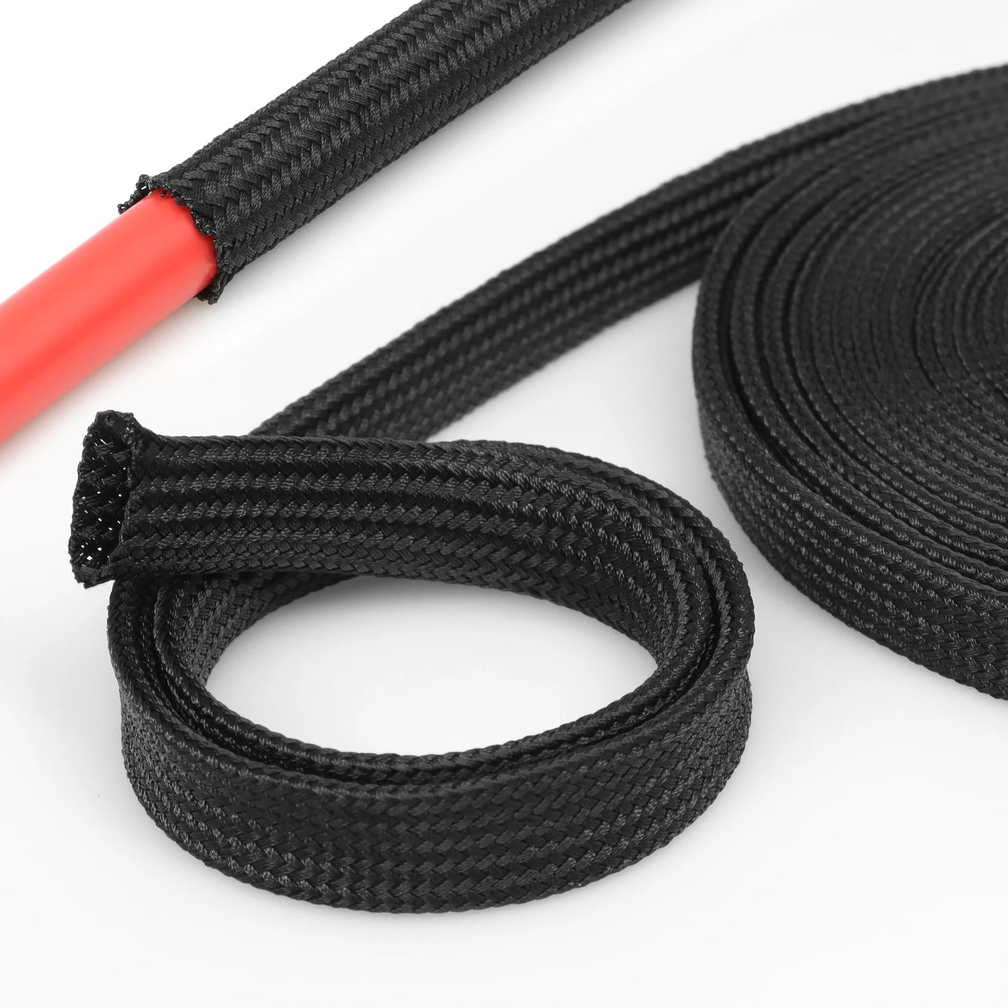 3/5m Nylon-Kabelummantelung 2,5mm~60mm Eng Anliegende Hochdichte Geflochtene Isolierte Kabelschutzummantelung Polyamid-Kabelschutzhülle