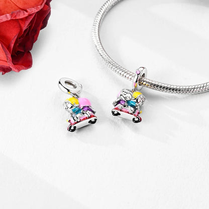 2025 heißer Verkauf Charms Perle 925 Sterling Silber Fahrrad Blume Kinderwagen Anhänger Fit Armreif Armband Halskette DIY Schmuck