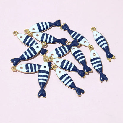 20 Stück Edelstahl Emaille Fisch Charms Anhänger 18x5mm Edelstahl DIY Schmuck Herstellung Zubehör für Ohrringe Halskette