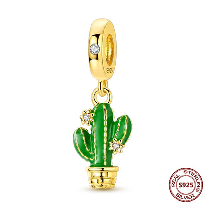 Gelber Sonnenblumen-Charm aus 925er Silber, Original-Zirkon, Kolibri, Einhorn-Charms, passend für Armbänder, DIY-Schmuck für Frauen, Hochzeitsgeschenk