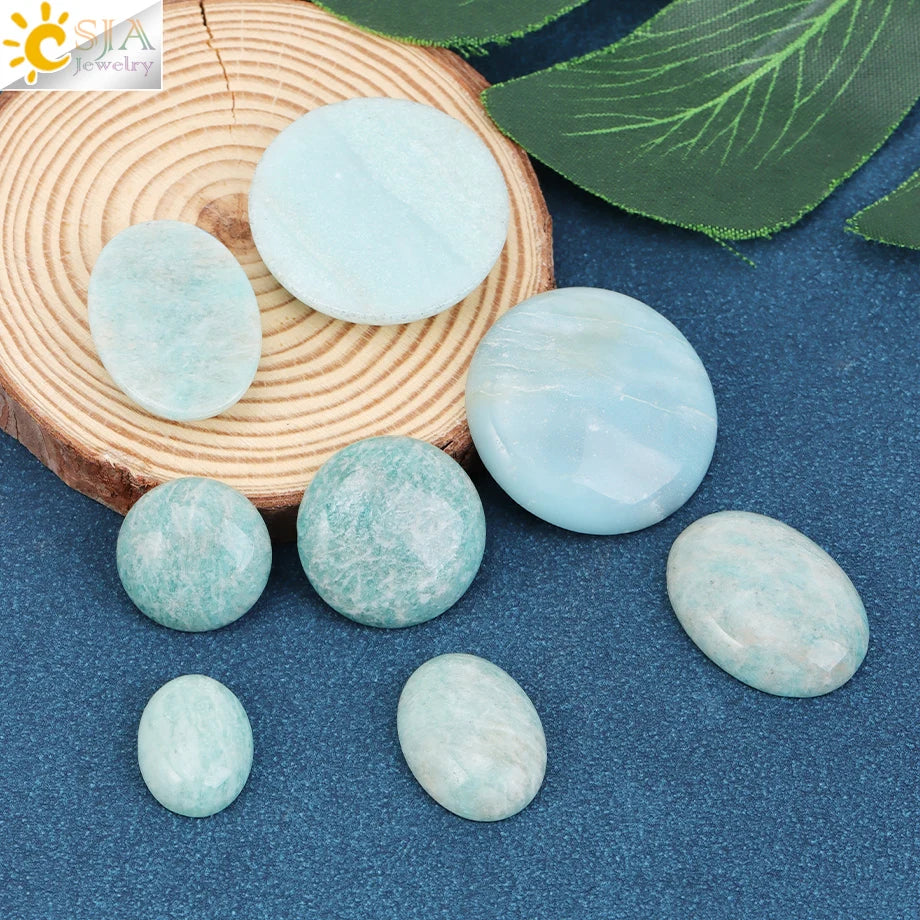 1pc Naturstein Perlen Amazonit Cabochon Oval Flache Lose Perlen für DIY Schmuck Machen Halskette Ring Anhänger Zufällige Farbe h755