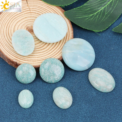 1pc Naturstein Perlen Amazonit Cabochon Oval Flache Lose Perlen für DIY Schmuck Machen Halskette Ring Anhänger Zufällige Farbe h755