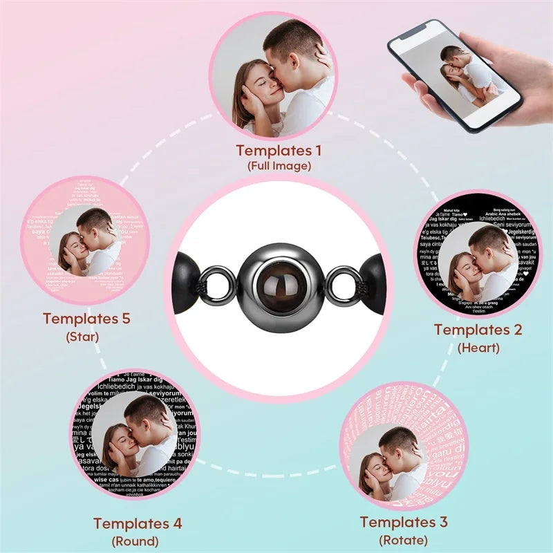 Custom bracelet with picture inside, personalized projection bracelets with photos, picture bracelet, personalized memorial gifts
