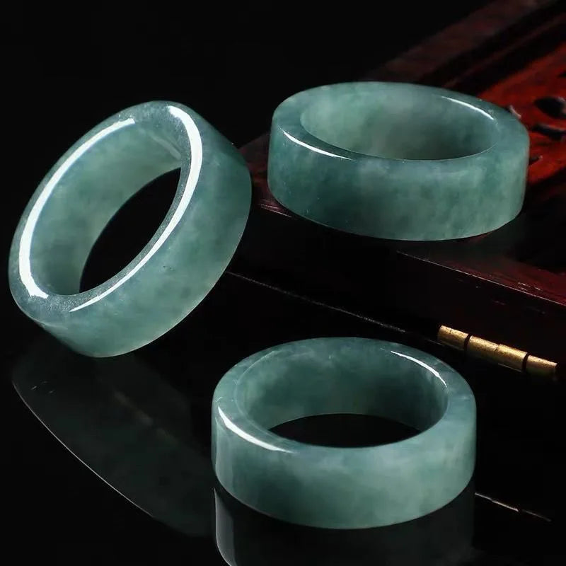 Natürliche Jade Ring Männer Frauen Heilung Edelstein edlen Schmuck echte Myanmar Jadeit hohe Eis qualität eine burma blaue Wasser Jade Ringe