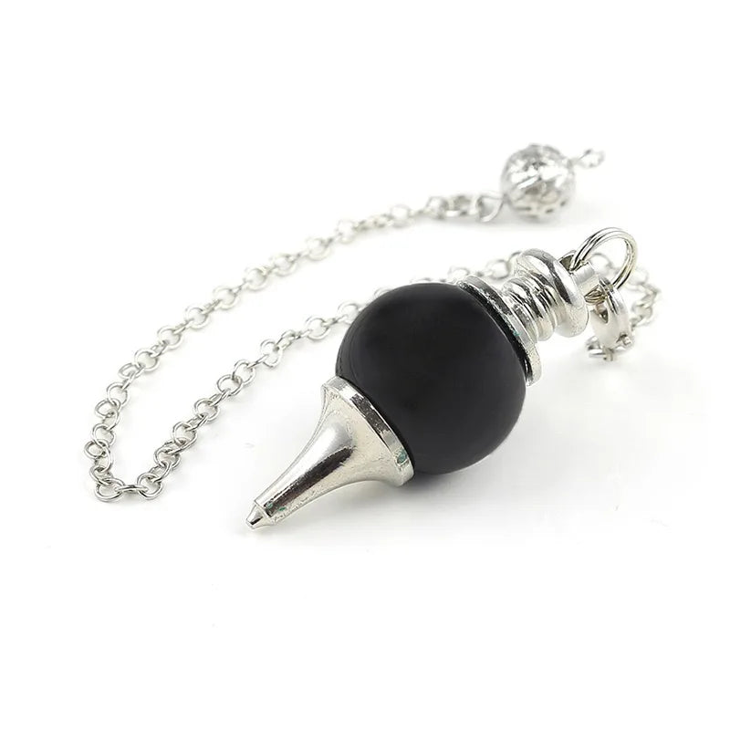 Chakra-Naturstein-Kristall-Pendel, echter runder Amethyst-Anhänger, abnehmbares Pendulo zum Wünschelfen, Dinvination, Heilquarz X013