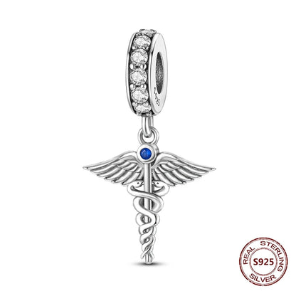 Teufelsaugen-Charm aus 925er Silber, Original-Hand der Fatima, blauer Zirkon, Kreuz, blaue Augen, passend für Armbänder, DIY-Herstellung von Schmuck, Geschenk