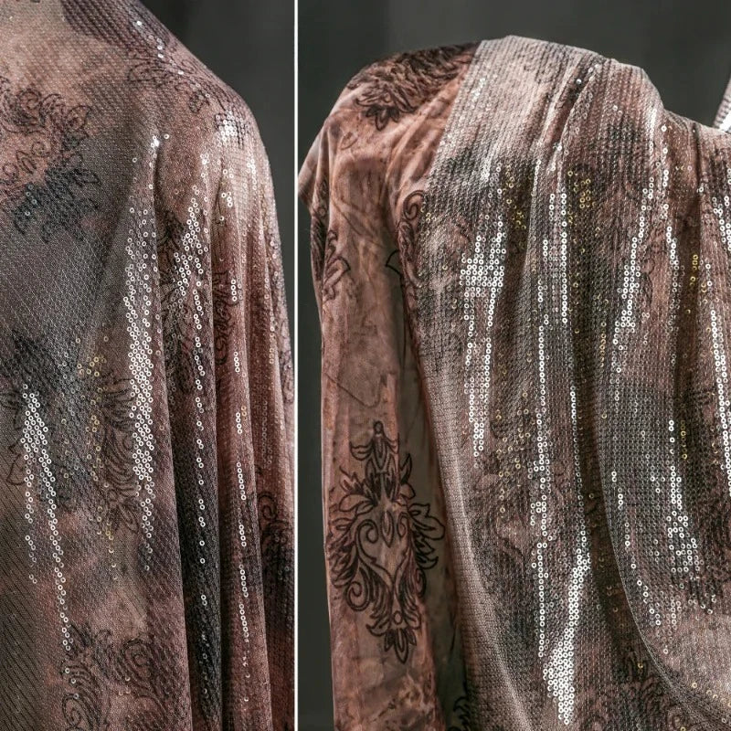 Batik-Baumwollstoff, pflanzlich gefärbte Pailletten, elastischer Basismantel, Kleid, Kleidung, Designer-Stoff für DIY-Schaukelmaterial