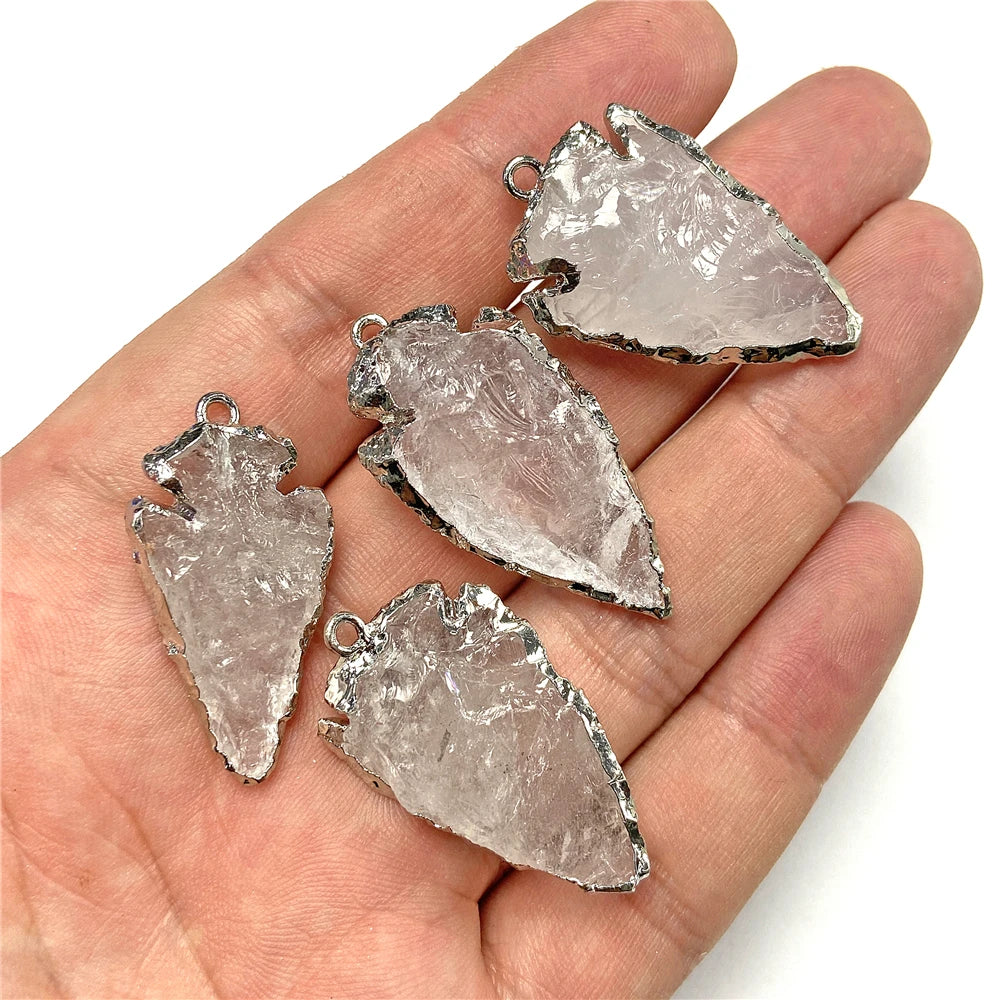 Echte Stein Pfeile Halskette Anhänger Rohkristall Quarz Anhänger Handwerk Amethyst Obsidian Pfeilspitze Energie Glücksbringer Herstellung Diy