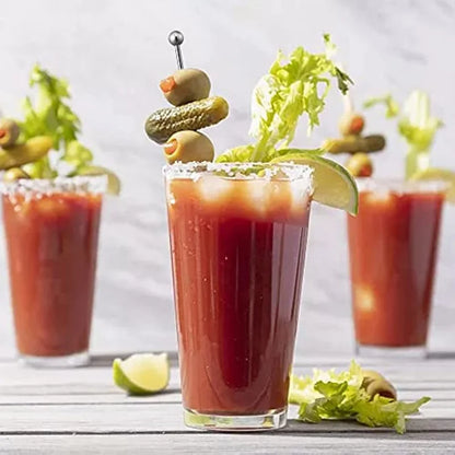 Cocktail-Picks-Set aus Edelstahl, wiederverwendbare Martini-Stäbchen aus Metall, lange Cocktail-Zahnstocher für Vorspeisen, 4,3 Zoll