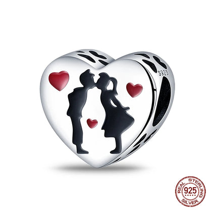 Charms aus 925er-Sterlingsilber, romantische Herz-Serie, Perlen, passend für Qikaola 925 Original-Armbänder, DIY-Schmuck zum Muttertag, Geschenke