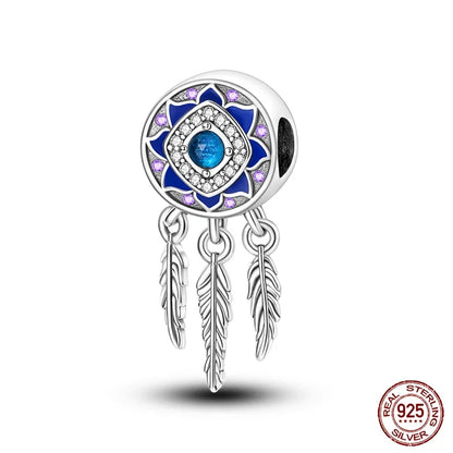 Modische 925er-Sterlingsilber-Charms mit buntem Traumfänger, Perlen für Qikaola 925 Original-Armbänder, exquisiter DIY-Schmuck, Geschenke