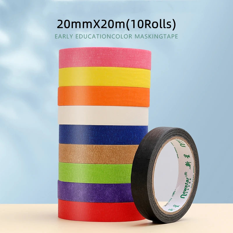 10 Rollen Krepppapier-Klebeband, 20 m Länge, handschriftlich, schützt die Wandmalerei, Zeichnung, keine Spuren, Abdeckband