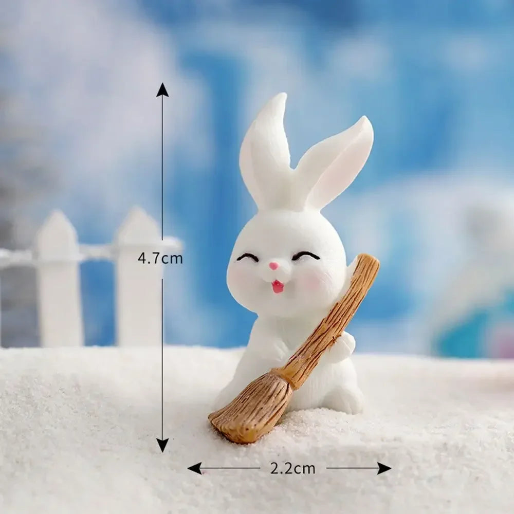 Figuren Miniatur Niedlicher Schneemann Hase Weihnachtskaninchen Mikrolandschaft Ornament Schreibtischzubehör Feengarten Heimdekoration