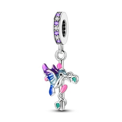 Versilberte bunte Charms-Perlen passen zu Original-Armreif, Einhorn, feuriger Drache, Anhänger, baumelndes Armband, DIY-Frauen-Schmuck, Geschenk