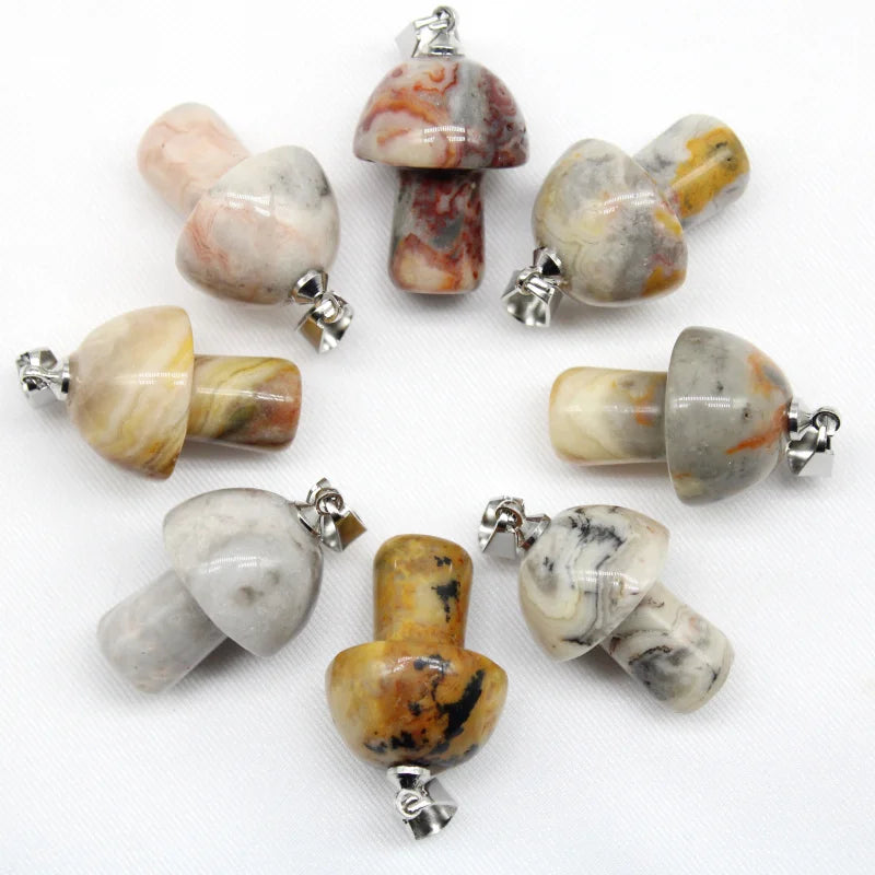 15 stücke Natürliche Stein Anhänger Quarz Kristall Amethyst Achate Aventurin Pilz Stein Anhänger für DIY Machen Zubehör