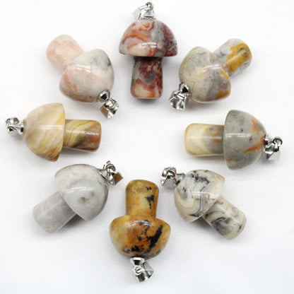 15 stücke Natürliche Stein Anhänger Quarz Kristall Amethyst Achate Aventurin Pilz Stein Anhänger für DIY Machen Zubehör