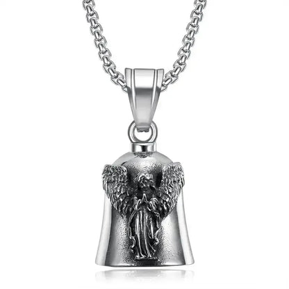Vintage Christian Jesus Kreuz Glocke Anhänger Motorrad Glocke Halskette Punk Biker Religiöser Exorzist Glücksschmuck für Herren