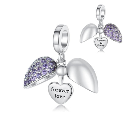 Romantischer 925 Sterling Silber Liebesschlüssel Herz-zu-Herz Charm für DIY Armband Halskette Verlobung Party Geschenke