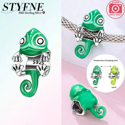 Charms aus 925er-Sterlingsilber, Chamäleon, leuchtende Glühwürmchen-Schmetterlings-Charms, Perlen, passend für 925 Original-Armbänder, feine DIY-Schmuckherstellung