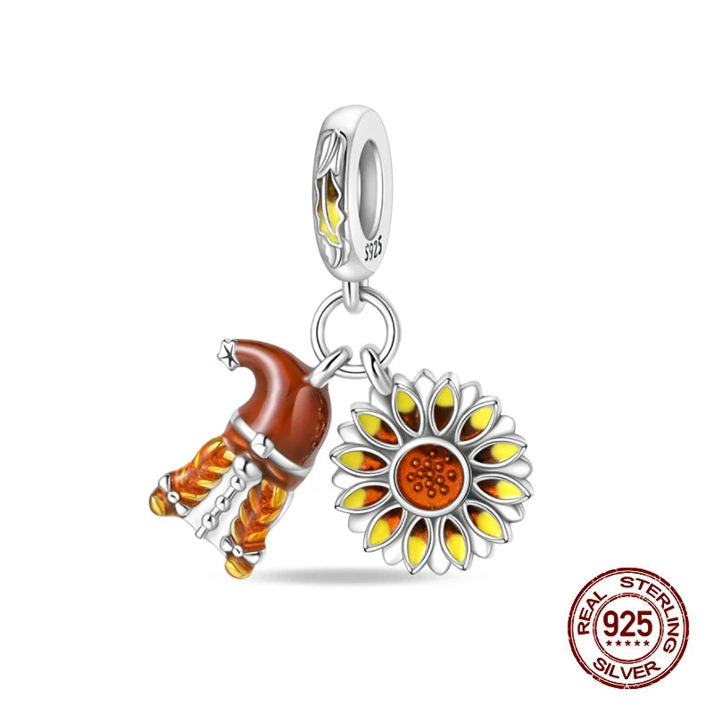 Herbst Neue 925 Sterling Silber Braun Maple Leaf Kürbis Biene Charms Bead Fit 3mm 925 Original Armbänder DIY schmuck Warmes Geschenk
