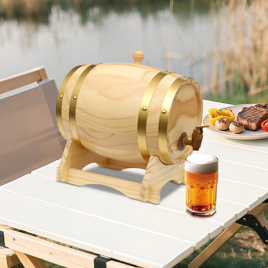 5L Holz Weinfass mit Wasserhahn Bier Brandy Barrel Dekor Ovaler Whiskey Spender Eimer für Home Catering Bar