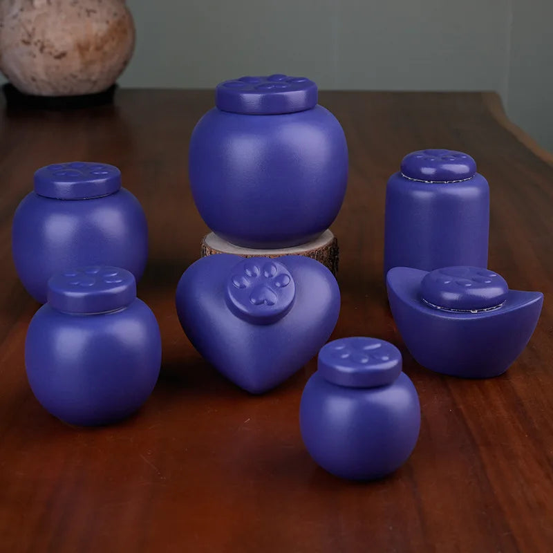 Ceramic Pet Urns with Paw Print Ashes, Funeral Storage, Animal Burial Urn, Cremation Keepsake, Puppy Ashes, Box, Caused Cat Souvenir