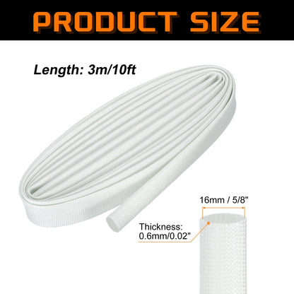 1/3 Meter geflochtene Kabelhülse, 12–25 mm ID, 200 °C, hitzebeständig, 1500 V, Glasfaser-Drahtisolierung, Kabelschutz, Organizer-Management