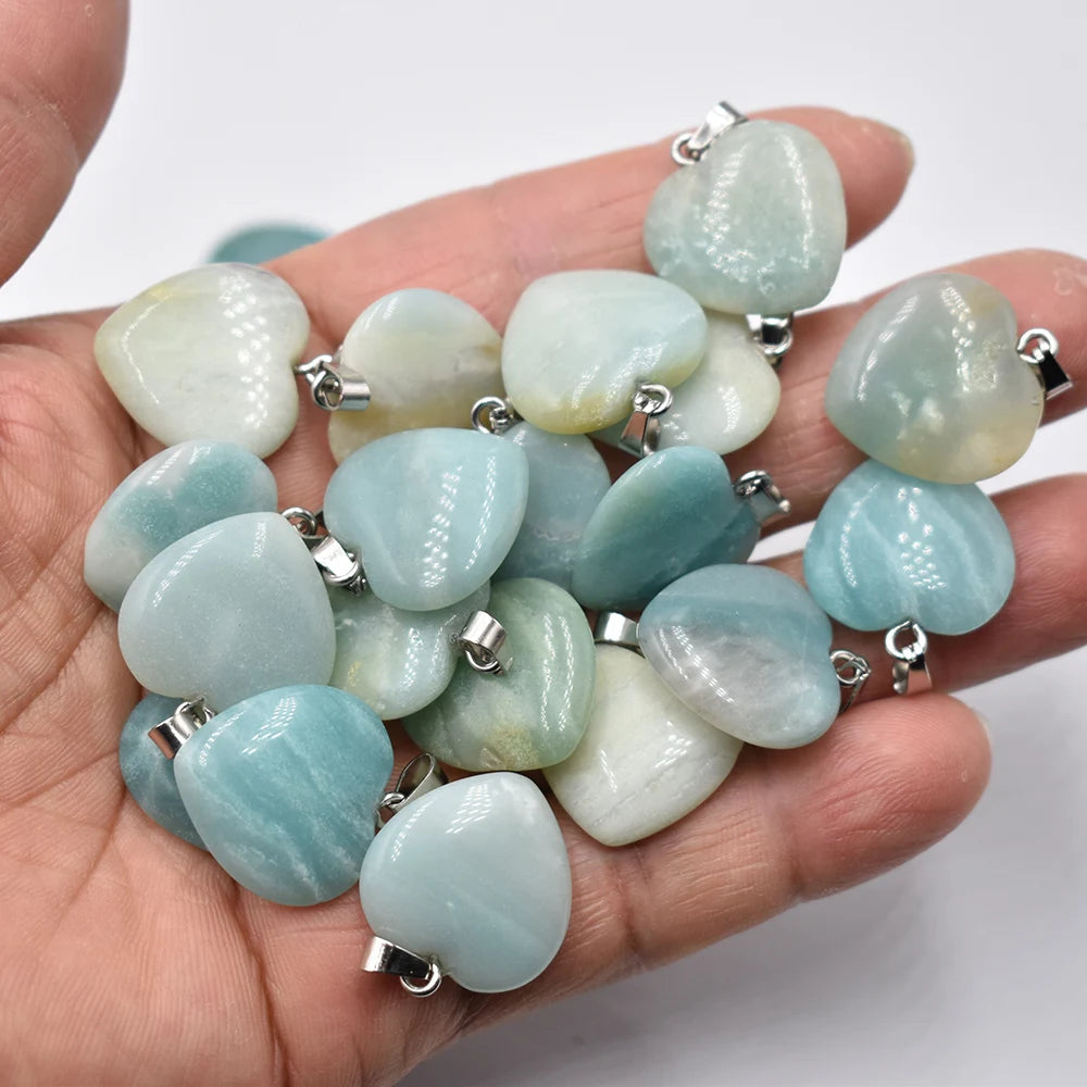 Großhandel 50 teile/los Mode 20mm herz naturstein amazonit charms anhänger für schmuck machen Kostenloser versand