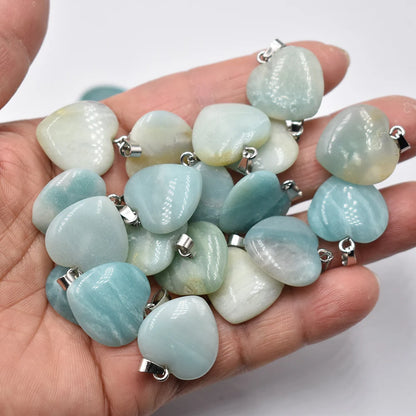 Großhandel 50 teile/los Mode 20mm herz naturstein amazonit charms anhänger für schmuck machen Kostenloser versand