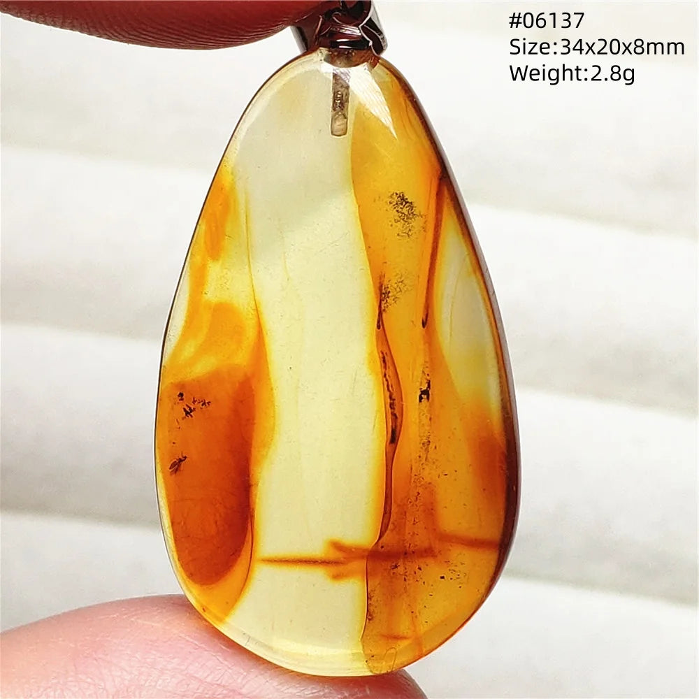 Natürlicher Piebald-Bernstein-Anhänger, gelber Bernstein, 36 x 23 x 14 mm, Edelstein-Anhänger, Halskette, Schmuck, AAAAA