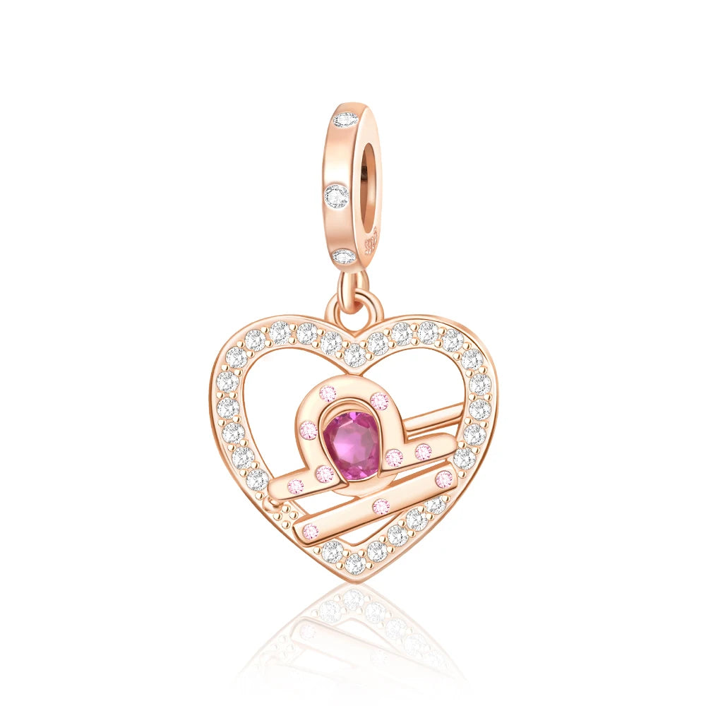 Roségold-Serie, 925er-Sterlingsilber, Zwölf Sternbilder, Halbmondkrone, High-Heel-Charm, passend für DIY-Armbänder, Halsketten, Geschenke