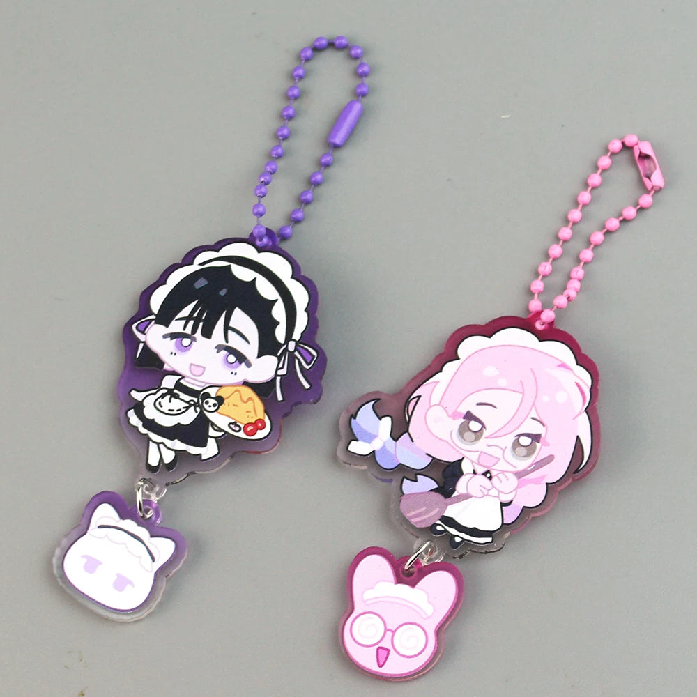 Anime Alien Stage IVAN & TILL Schlüsselanhänger Herz Schleife Handyanhänger Perlen Schlüsselanhänger Vielseitiger Rucksack Dekoration Zubehör Geschenke