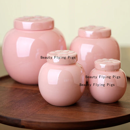 1 Piece Pink Ceramic Urn with Claw Print for Ashes, Small Cat and Dog Ceramic Ash Storage Jar, Pink Pet Hair Jar, Pet Funeral Supplies