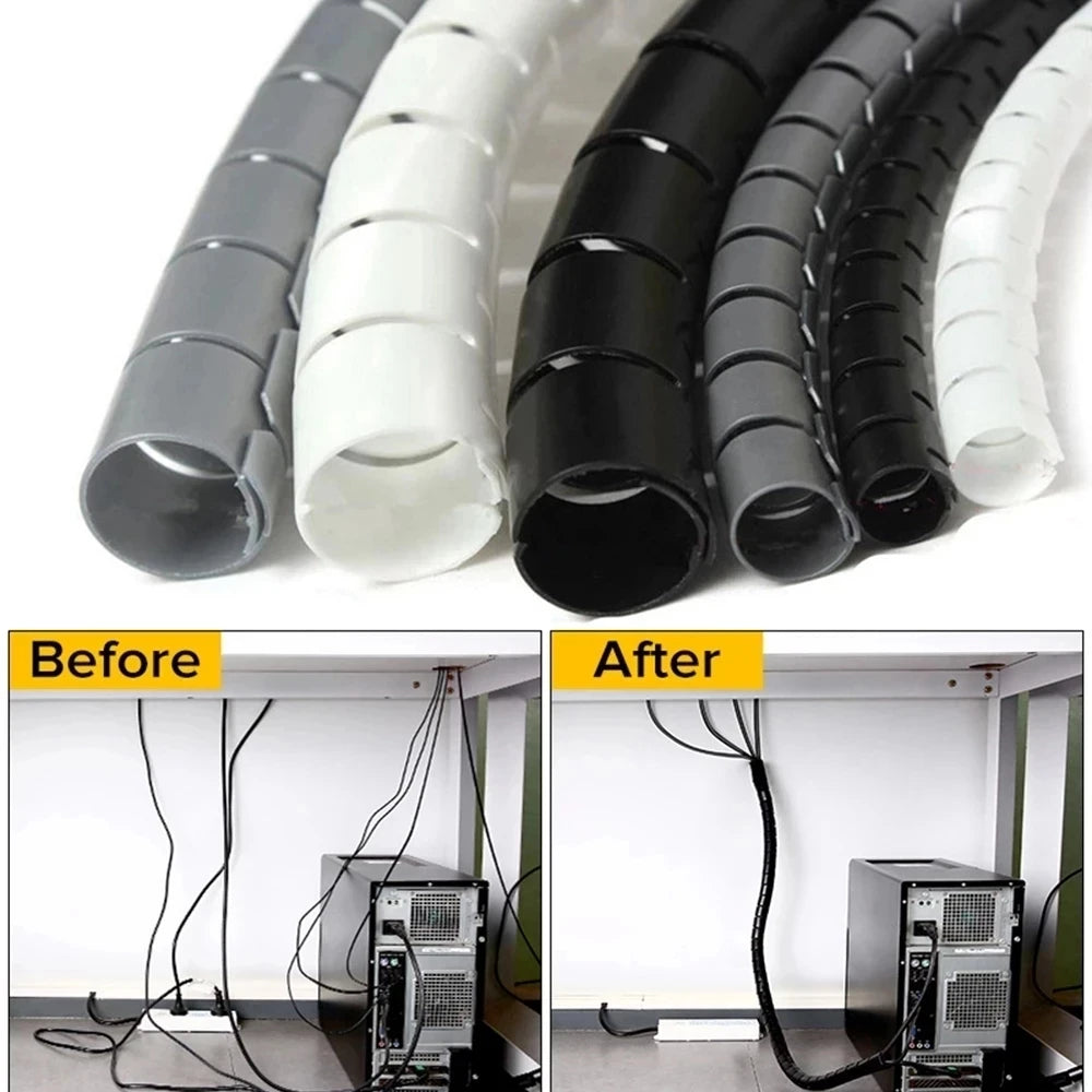 2M/1M Flexible Spirale Kabel Draht Schutz Kabel Organizer Computer Kabel Schutzhülle Rohr Clip Organizer Management werkzeuge 16/10mm