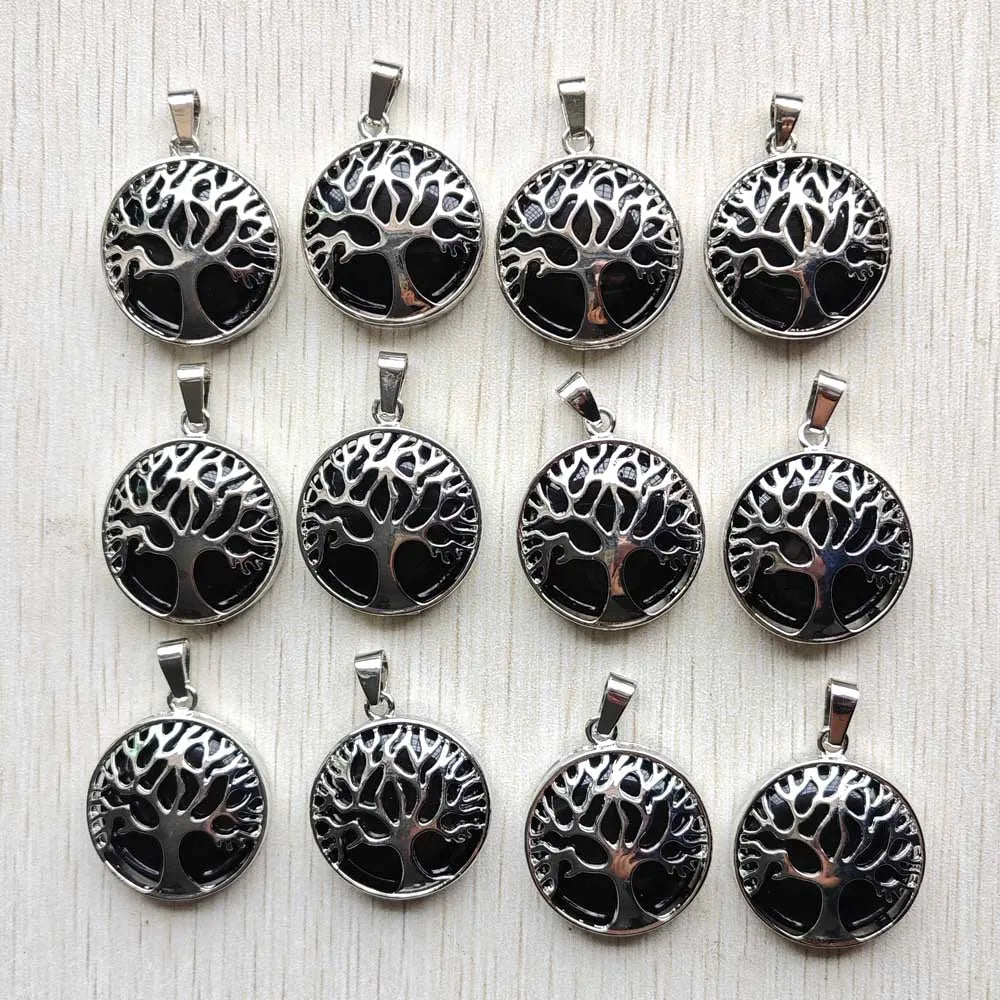 Großhandel 12 teile/los mode naturstein legierung baum des lebens mix Anhänger für halsketten schmuck zubehör machen schnelle versand