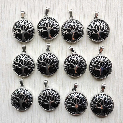 Großhandel 12 teile/los mode naturstein legierung baum des lebens mix Anhänger für halsketten schmuck zubehör machen schnelle versand