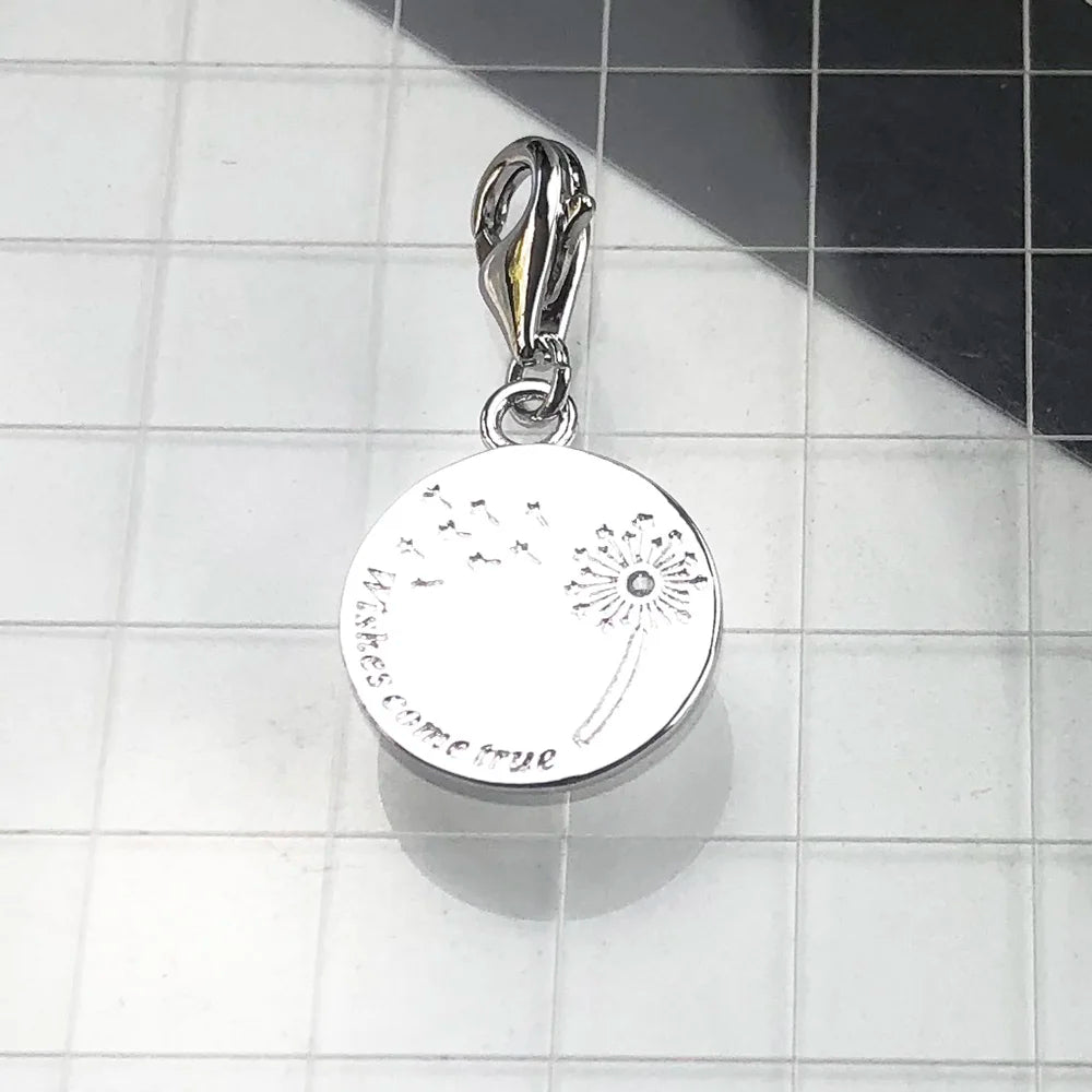 Löwenzahn wünscht sich wahr. Anhänger mit baumelndem Anhänger für Damen, edler Schmuck, trendiges Geschenk aus echtem 925er-Sterlingsilber